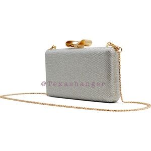 NWT Ted Baker Bowie Crystal Pavé Box Clutch Gold/Silver